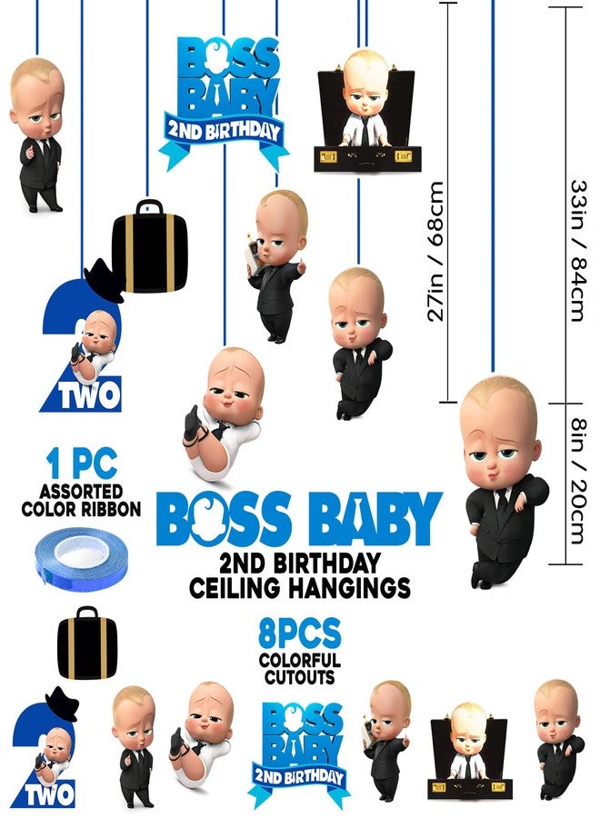 Zyozique Boss Baby Second Birthday Ceiling Hanging Streamers Kids Theme for Baby Shower 2nd Birthday Decorations Supplies (Pack of 8) - Image 2